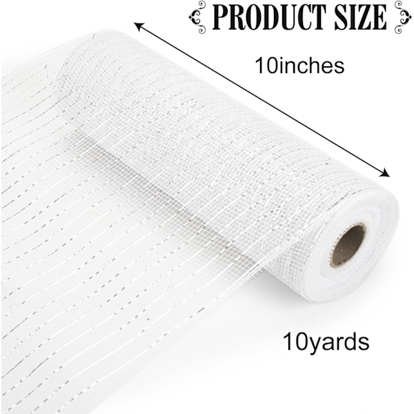 Dekorativt nätband 10 tum x 30 fot (10 meter), polymeshband med