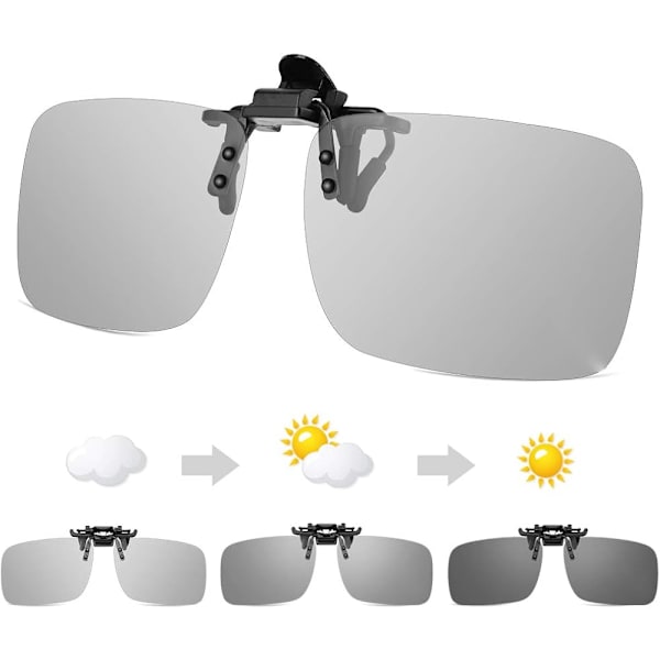 Fotokromatiske klips på solbriller - HD Vision Polarized UV400 Anti Glare For Man Kvinnor, Flip up, Dag Natt Kjøring