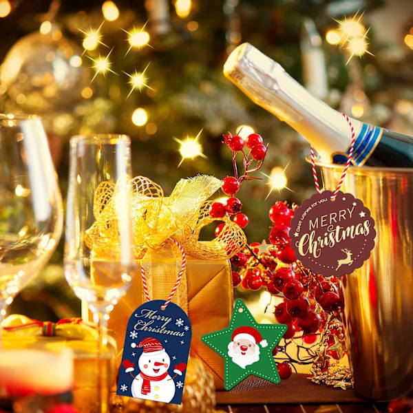 Julklappar av presenter - 48 färgglada kraftpapperslappar