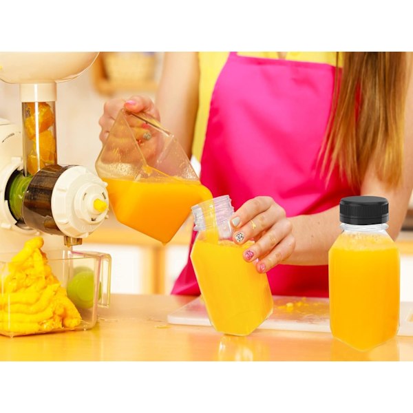 Plastflasker for juice - 4 stk, 8 OZ gjenbrukbare drikkebeholdere i bulk