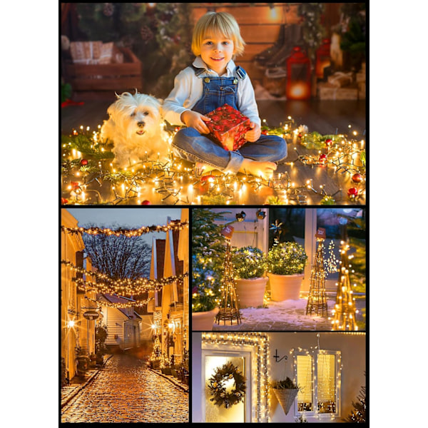 Julelys utendørs klyngelys - 1000 LED-er 50 fot 4X lys 8 moduser timer fjernkontroll, vanntett plugg i fe-strengelys, juletre