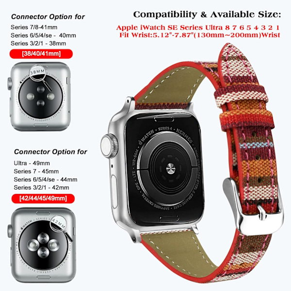 Læderrem kompatibel med Apple Watch Band 38mm 40mm 41mm 42mm