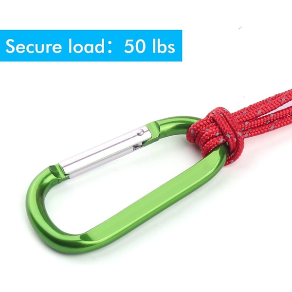 Karabinkrok, 3\" Stor Aluminium D-Ring Karabinkrok med 6 Nøkkelringkroker 6 stk
