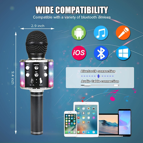 Trådløs Bluetooth karaoke mikrofon til børn, bærbar
