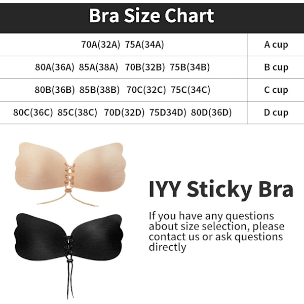 2-pak Push Up Sticky BH for kvinner