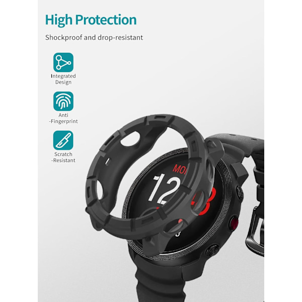 Kotelo Polar Vantage M3:lle, Älykellon suojus TPU-materiaalia, Helppo asentaa, Pudotuksenkestävä, Pehmeä, Suojakotelo Polar Vantage M3:lle (Musta) Musta