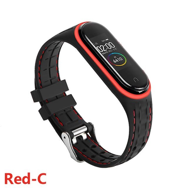 Silikonarmband för Xiaomi Mi Band 6 7 5 3 4 Tillbehör Sport Armband Ersättningsband Correa Armband Mi Band 7 6 Nfc Armband Red-C Mi band 3 4