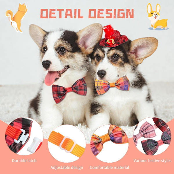 80 stk. Hundesløjfer Hundeslips til Små Hunde Assorteret Mønster Hundeslips Hundeslips Hundeslips til Små og Mellemstore Hvalpe