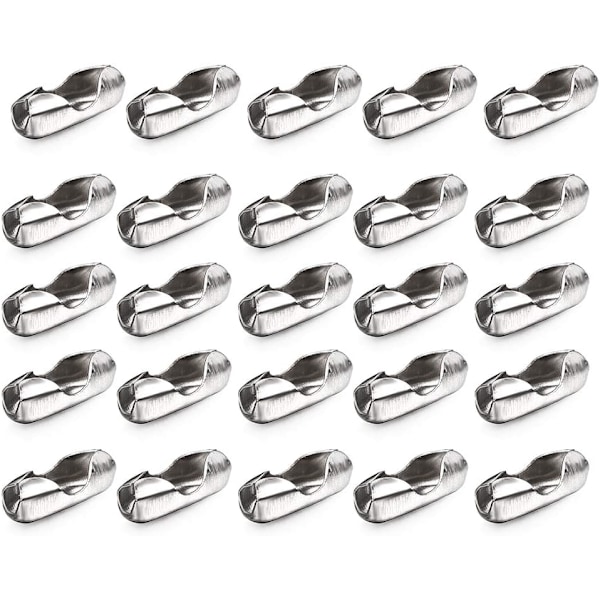 32 fot rustfritt stål kulekjede med 20 matchende koblinger 2,4 mm diameter kulekjede