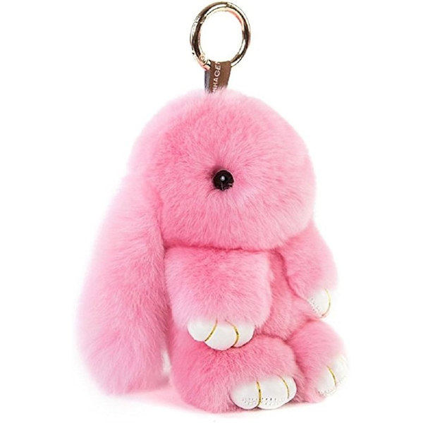 Fluffy Kanin Nøglering Sød Plys Kanin Nøgleringe Kvinder Taske Pom Pom