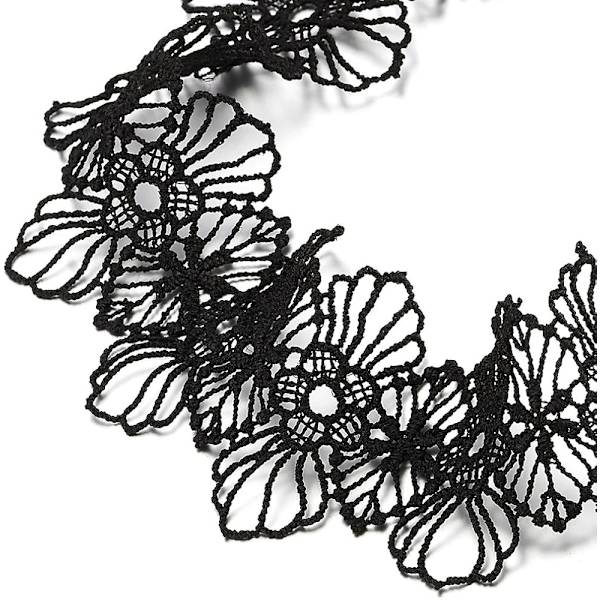 Svart blommig chokerhalsband för kvinnor