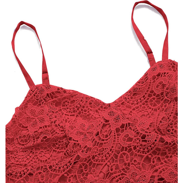 Kvinners Casual Blonder Heklet Spaghetti Stropp Glidelås Cami Crop Top Camisole