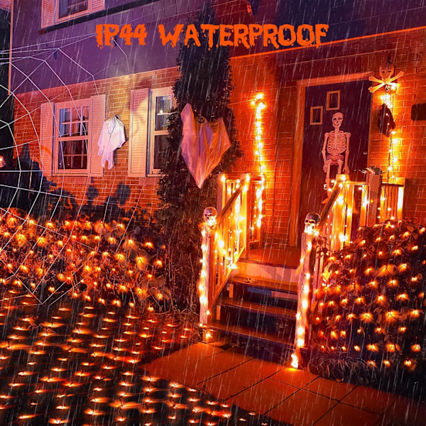 360 LED 12ft x 5ft Halloween Net Lights, Connectable Orange Net Lights Outdoor Mesh Lights with Remote, 8 Modes Plug in Orange Halloween Lights