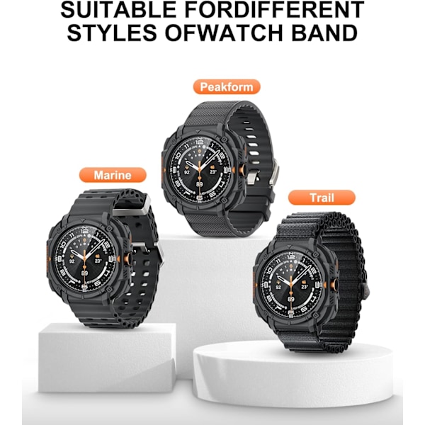 Robust TPU-bumper designet for Galaxy Watch Ultra-deksel, slitesterkt TPU-deksel for Galaxy Watch Ultra 47mm (2025 Ny) Svart