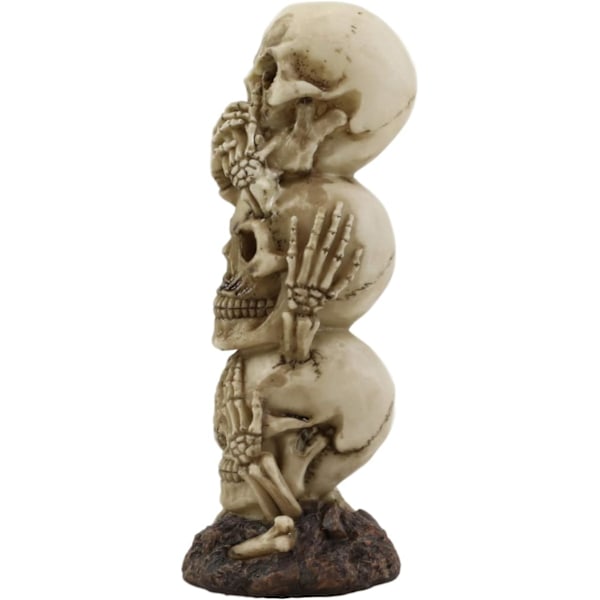 Ebros Triple Stacked Funny See Hear Speak No Evil Skulls Figurine för läskiga dekorationer och spöklika makabra kyrkogård Ossuary Skeletons Multi