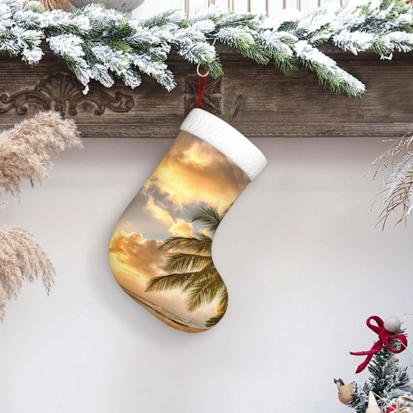 Solnedgång Hawaii Palmträd Julstrumpor, Julstrumpa Julgran Hängande Ornament För Julhelgen Julgåva Sonnenuntergang Haw