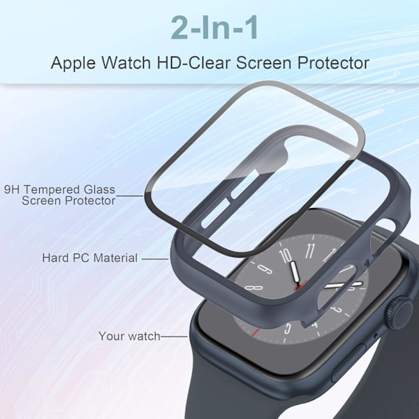 [3 Pakkausta] Kotelo Apple Watch 40mm SE Series 6 Series 5 Series 4 -kelloille karkaistulla lasisella näytönsuojalla, kovalla PC-suojapuskurilla ja erittäin ohuella etuosalla C