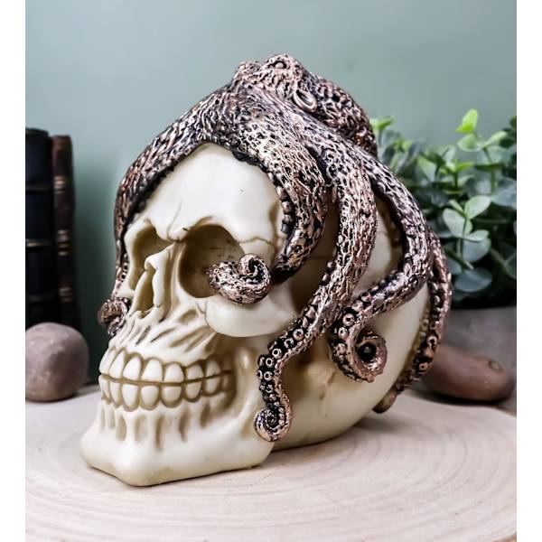 Ebros Sea Monster Kraken Octopus Skull Statue 6\" Høj Nautisk Ocean Terror Myte Dekorativ Figur Multi Farvet Multi Farvet