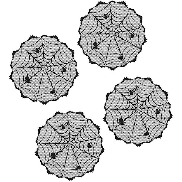 Svart spindelväv bordsduk i webbstil för Halloween matsal och eldstäder mantel dekoration B svart B svart