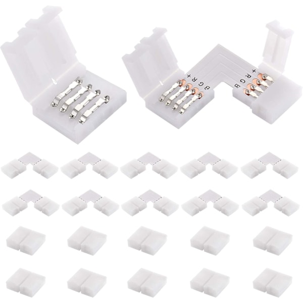 4-pinners RGB LED-lysstripekoblinger - Ideell for flerfargede LED-striper (20 stk.)