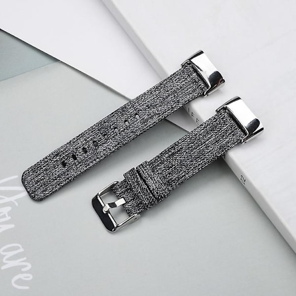 För Fitbit Charge 5 Nylon Canvas Watch Band JRT Black Grey