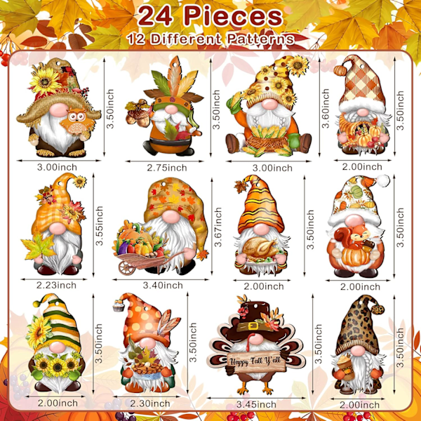 Höst Thanksgiving Gnomes Trä Hängande Prydnader, Höst Trä Hängande Hänge