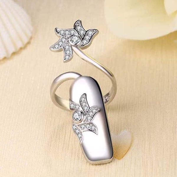 1 sett/ 4 stk Rhinestone Finger Tip Justerbar åpningsspik