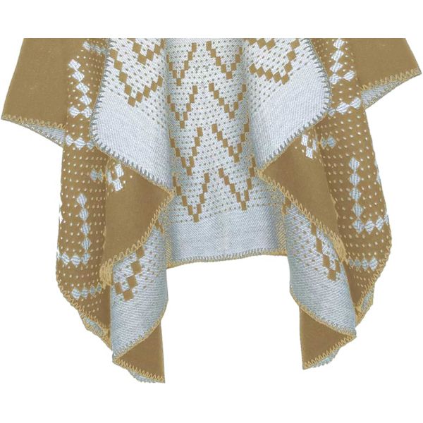 Färgblock Dam Schal Wrap Snygg Öppen Front Poncho Cape