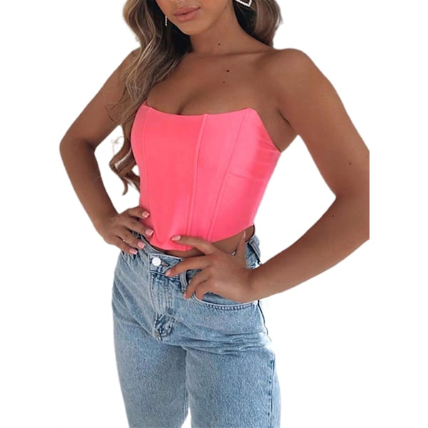 Sexy dame Push Up Bustiers Korsetter Stroppeløs Off Shoulder Slim Crop Tops