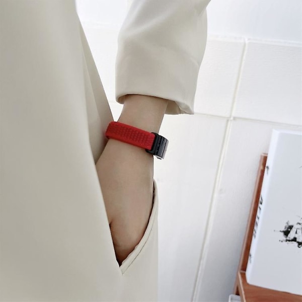 For Fitbit Inspire 2 Nylon Loop Strap Watch Band LIC Red