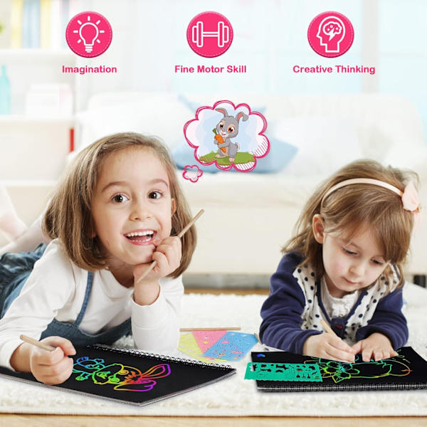 Scratch Art och handgjorda leksaker och spel Art Set för 4-9 flickor
