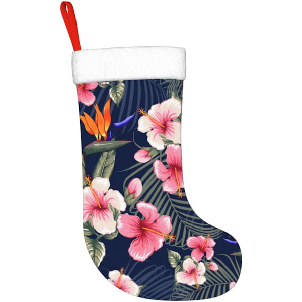 Julepynt Strømper med Blomstermønster => 17,7 tommer Gaveholder til Festlig Julepynt (1 pakke).