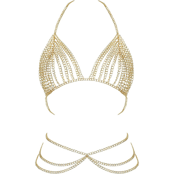 Metallkroppskedjor för kvinnor Set Sexig Boho Layered BH
