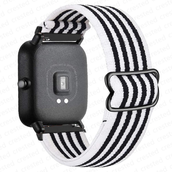 20mm/22mm band för Amazfit Gts 4//2/2e/3/gts2 Mini/gtr 4/3/ pro/gtr2/47mm/stratos Nylon Elastiskt watch Amazfit bipsband stripe white black 22mm