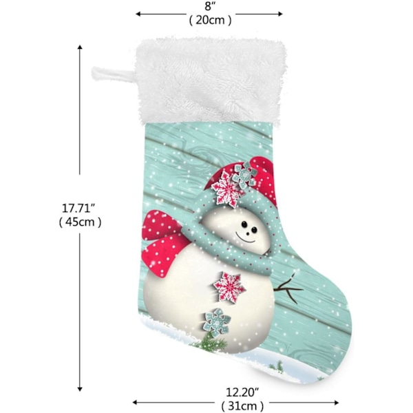 Jule-Strømpe, Personlige Jule-Strømper 2-pakning Blå Retro Træ Snefnug Snemand 45,7 cm Jule-Strømper Hængende Ornament Kam