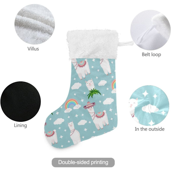 Julklapp, Personliga Julklappsstrumpor 2-pack Söt Alpacka Regnbåge 45,7 cm Julstrumpor Hängande Ornament Eldstad för Träd