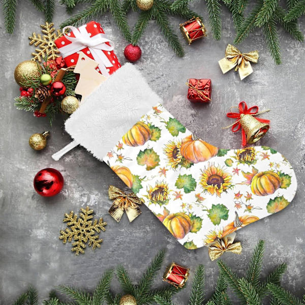 Julklapp, personliga julklappsstrumpor 2-pack Pumpor Solrosor Vit 18 tum Julstrumpor Hängande Ornament Eldstad för Träd