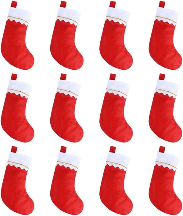 12 stk. røde filtjulekstrømper 15\" festartikler julestrømper til julepynt 7\"