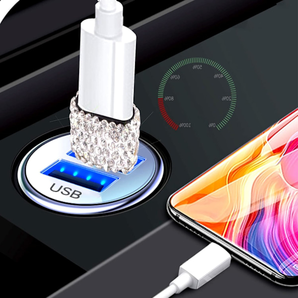 USB C hane till USB hona adapter 2-pack Bling Rhinestone