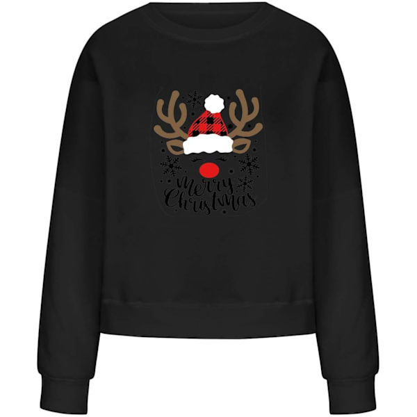 Løs juleprint sweater Rund hals sweater med sjov grafik