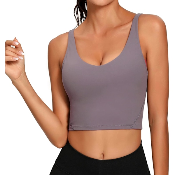 Sports-BH for kvinner med lang rygg, lang topp med polstring, trenings-BH for løping og yoga