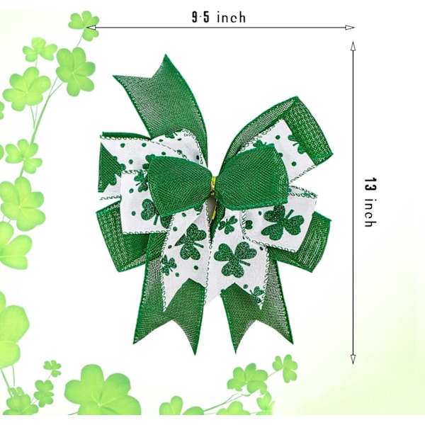 Clover Patrick's Day Krans Båge Grön Shamrock Irländsk Högtid DIY Hantverk Present