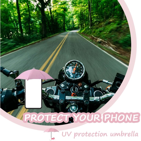 Telefon Paraply Sugekop Stand UV Beskyttelse Telefon Paraply til Sol Stand Solskærm til Udendørs Aktiviteter og Strand Svømning (+Blå) Pink+Blå