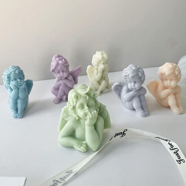 Silikon lysestaker i 3D, silikonform engel, silikonformer støpeformer, lys silikonform for å lage lys, aromasteiner