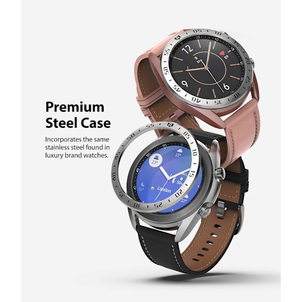 Bezel Styling för Galaxy Watch 3 41mm Bezel Ring Självhäftande Skydd Anti-Repor Rostfritt Stål Skydd för Galaxy Watch 3 41mm Tillbehör - Silver [41
