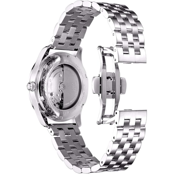 Rustfrit urrem i rustfrit stål til herreur og dameure 18mm/19mm/20mm/21mm/22mm/24mm med buet og lige ende i sølv,