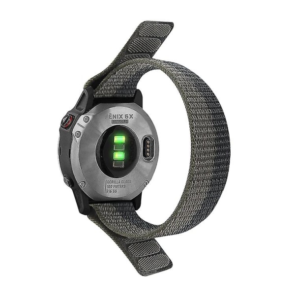 For Garmin Fenix 7x Krog- og løkkefastgørelse Nylon urrem WBS Black Grey