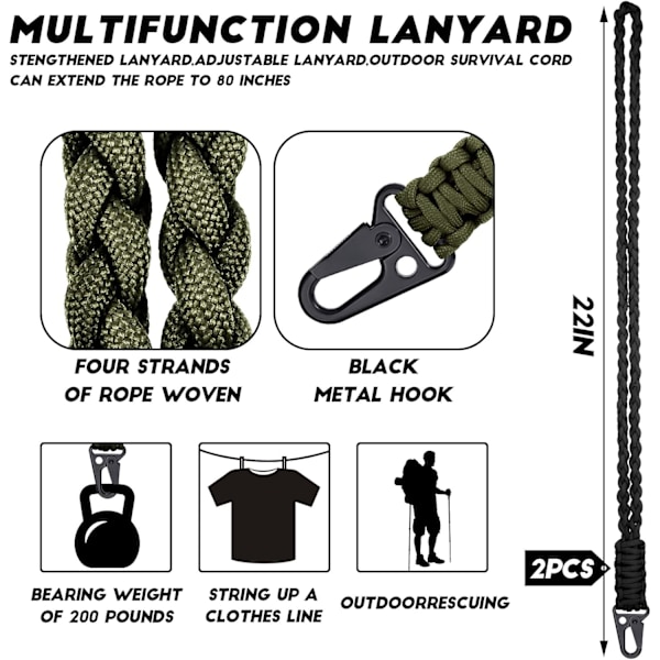 Heavy Duty Paracord Lanyard Halskæde (2 sæt)