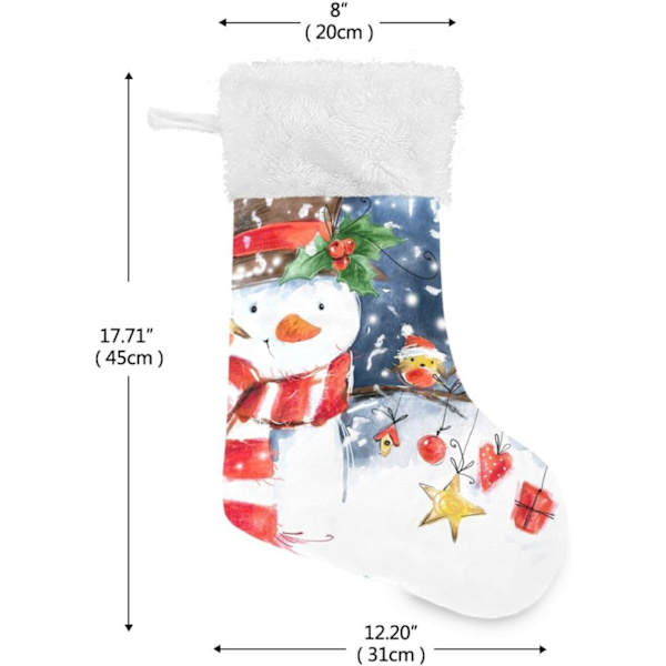Julklapp, personliga julklappsstrumpor 2-pack Snögubbe Fågel Snö Snöflinga 45,7 cm Julstrumpor Hängande Ornament Eldstad