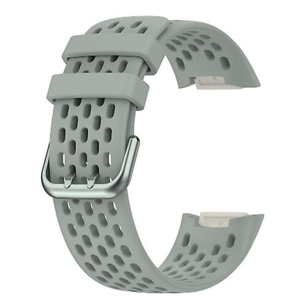 Til Fitbit Charge 5 Monokromatisk Åndbar Silikone Urrem KTT Grey